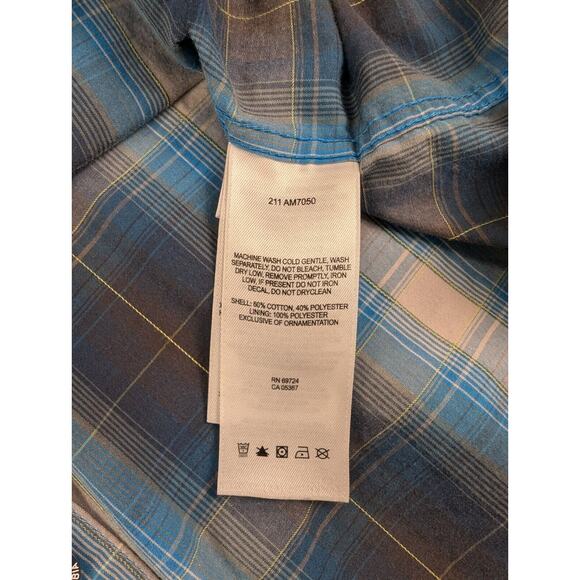 Columbia Shirt Men's XXL Button Down Plaid Blue  Long Sleeve Performance Outdoor - Picture 6 of 10